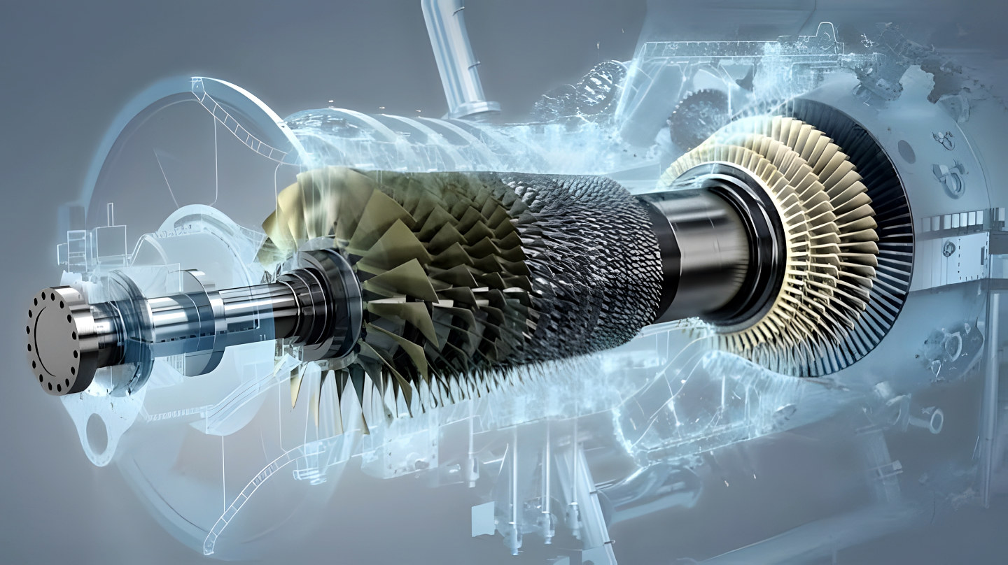 Cutaway render of a gas turbine